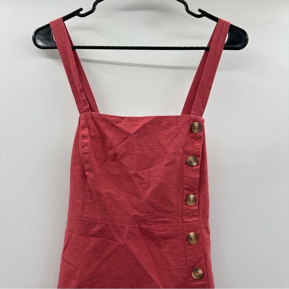 Lulus Louetta Button-Down‎ Tie Back Sleeveless Mini Dress in Rust Red Size M - Picture 4 of 11